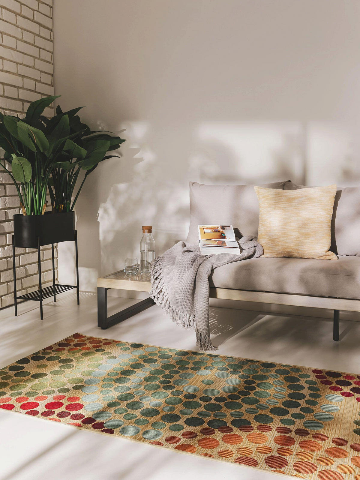 Outdoorteppich Artis Beige/Multicolor 80x250 cm - Beige, Textil (80/250cm) - benuta Nest