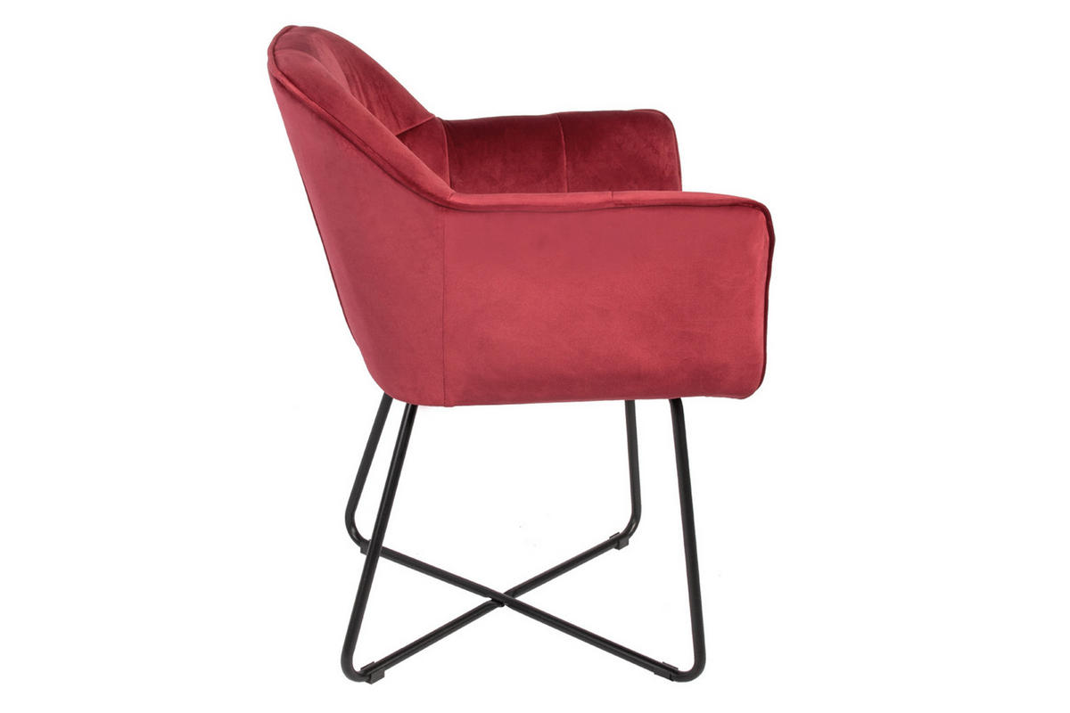 ARMLEHNSTUHL KIRIN - Weinrot/Rot, Textil/Metall (42/86/44cm) - SAM
