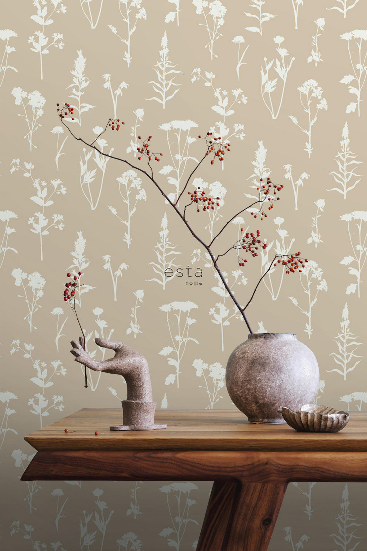 TAPETE Feldblumen 53 cm x 10.05 m - Beige, Papier (53/1000cm) - ESTAhome