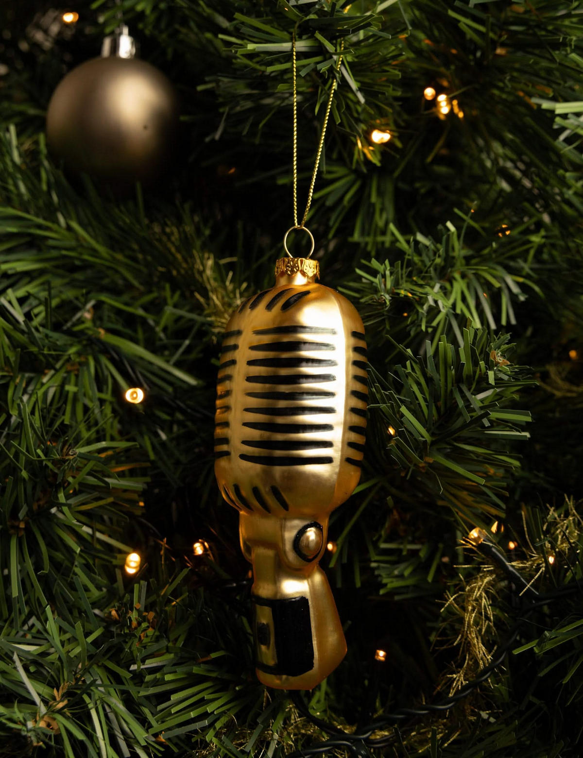 WEIHNACHTSKUGEL Mikrofon 14 cm - Goldfarben, Glas (4/14/1cm)