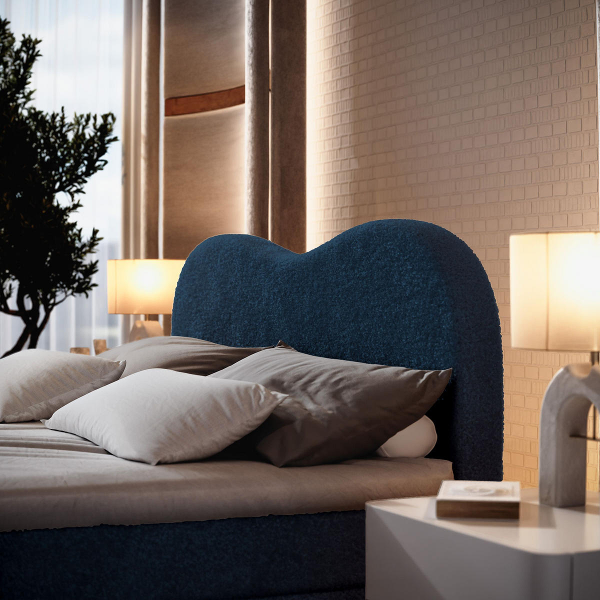 BOXBETT FLUVIA N 140x200 cm mit Matratze und Topper - Blau - Blau, Holz (140/200cm) - MASSENO