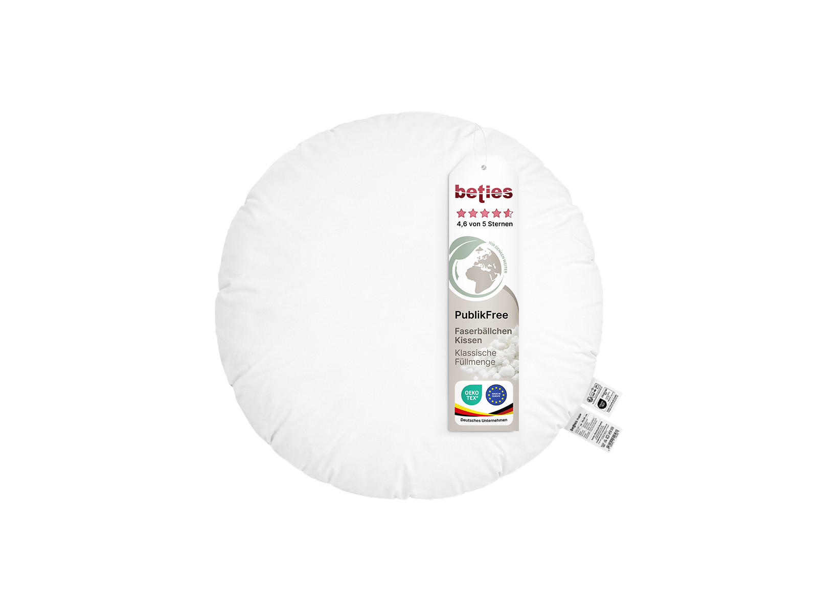 KISSENFÜLLUNG Rund PublikFree Faserbällchen 40 cm Ø - Weiß, Naturmaterialien/Kunststoff (40/40cm) - beties Heimtextil