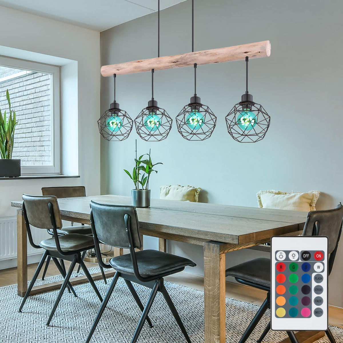 LED HÄNGELEUCHTE Holz Braun - Braun, Holz (85/18/120cm) - Globo Lighting