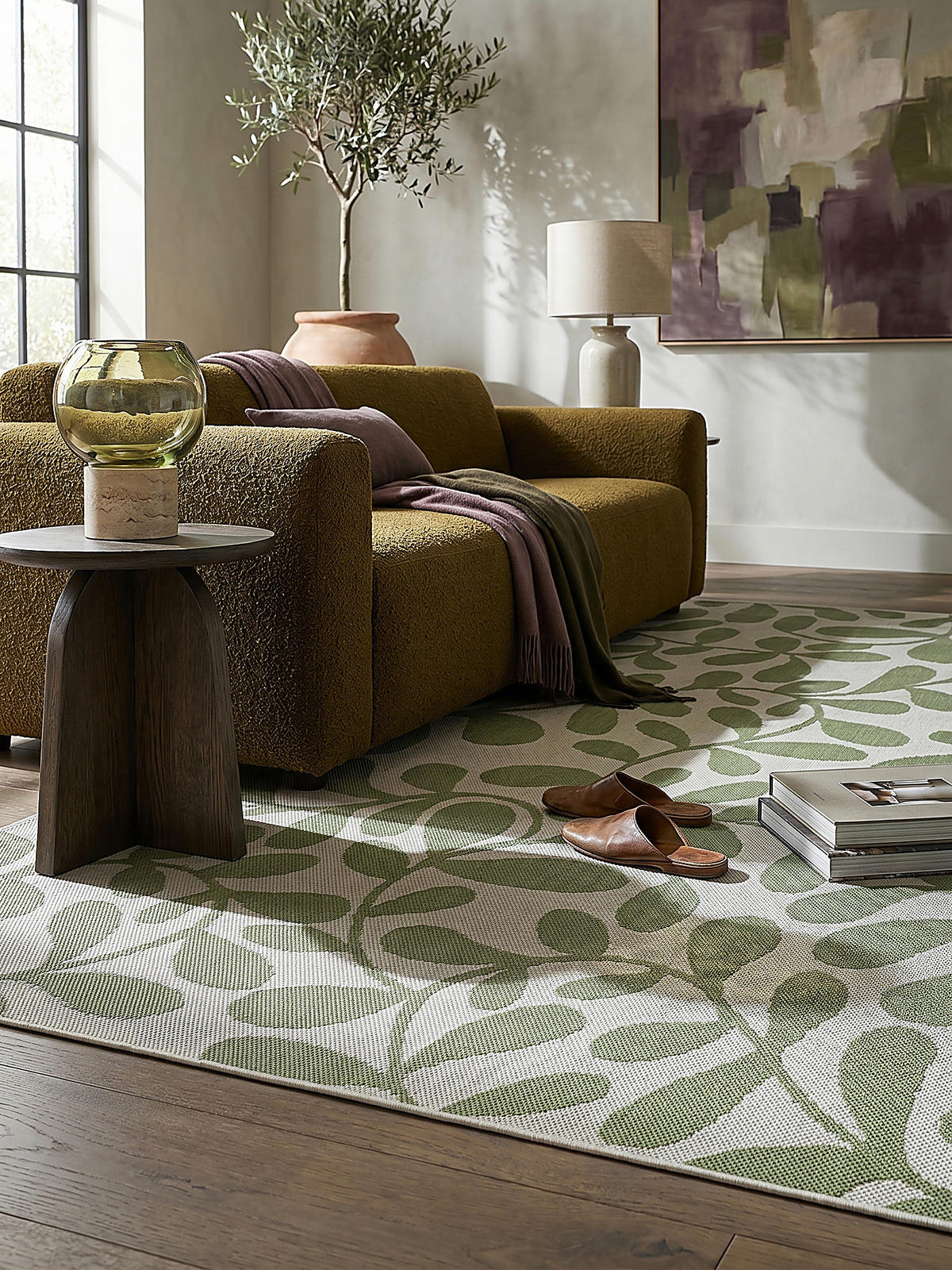FLACHWEBTEPPICH Floral BORNO Polypropylen Grün 140 x 200 cm - Grün, Textil (140/200cm) - KADIMA DESIGN