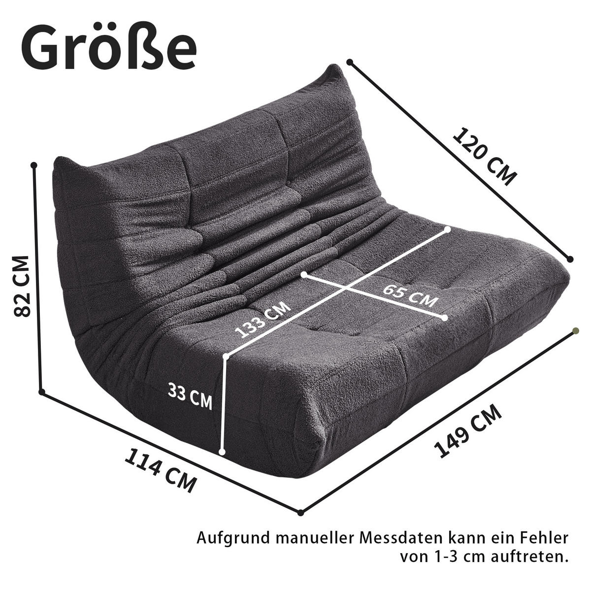LIEGESESSEL 149/120/82 cm Schwarz Ergonomische Unterstützung für Schlafzimmer Wohnzimmer - Schwarz, Textil (120/82/149cm) - OKWISH