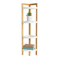 ECKREGAL Natur Weiß Bambus 4 Ablagen - Hellbraun/Weiß, Holz/Holzwerkstoff (23/105.5/23cm) - Relaxdays