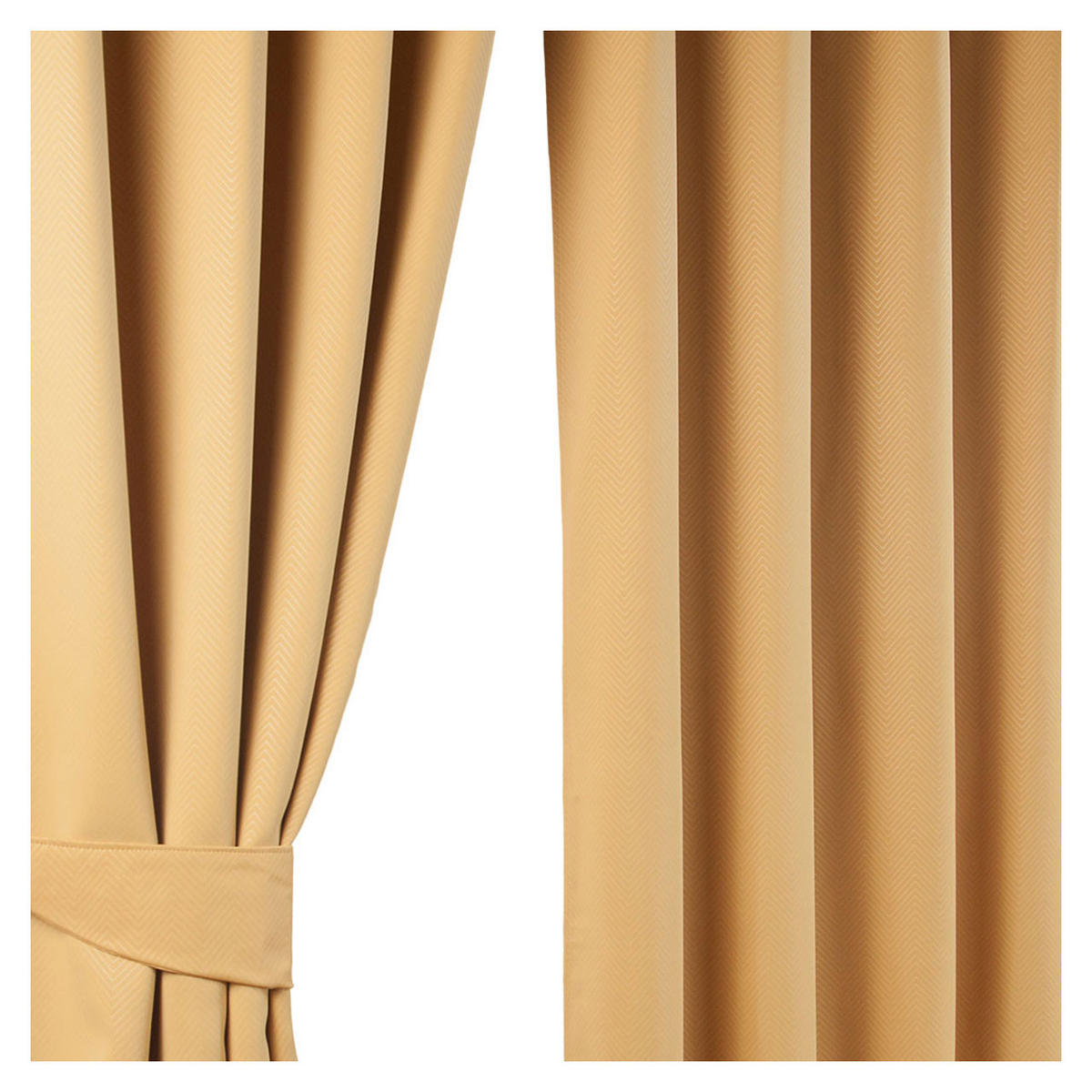 VERDUNKELUNGSVORHÄNGE Fischgrät mit Thermo-Funktion, Ösen 117/228 cm - Currygelb, Textil (117/228cm) - Homescapes