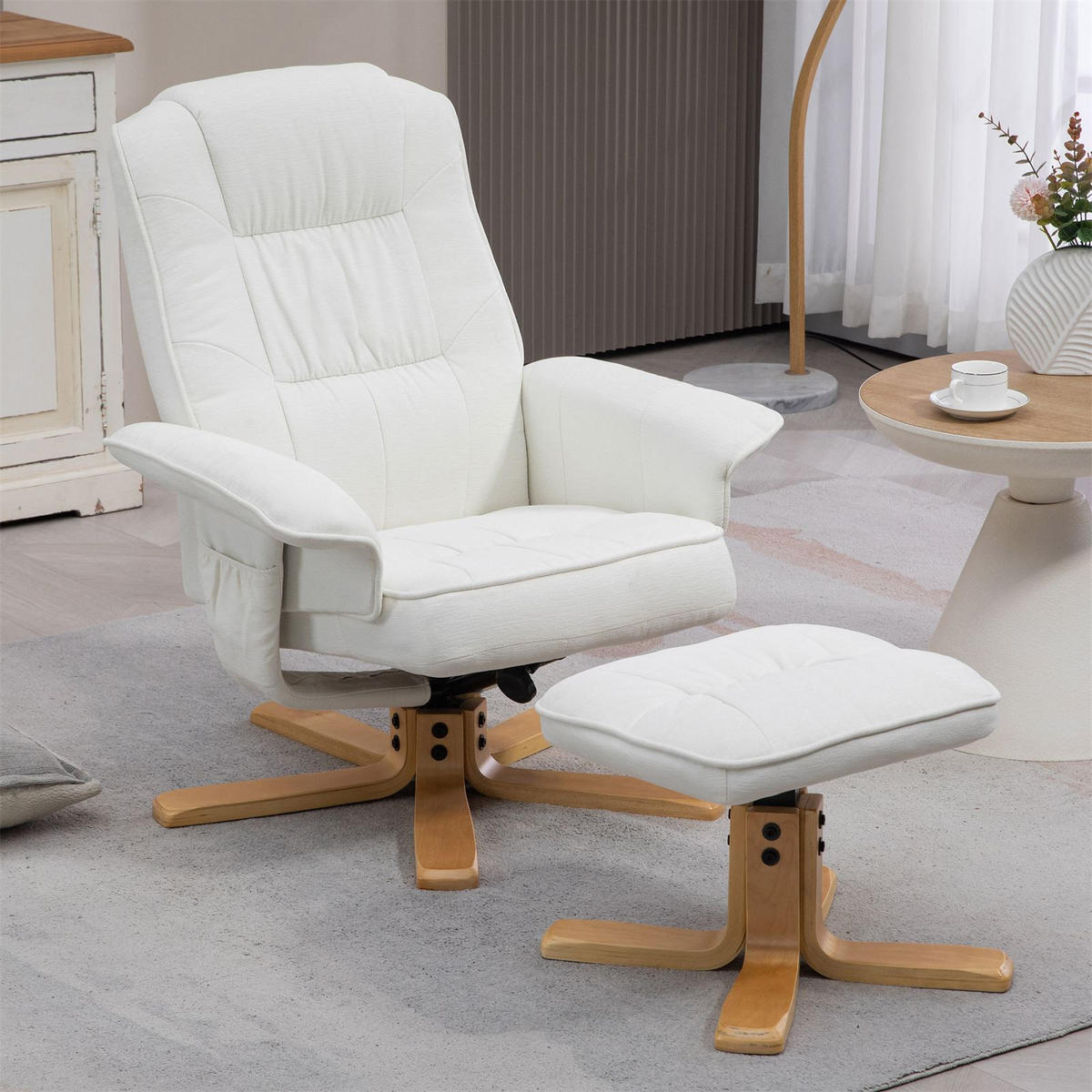 RELAXSESSELSET CHARLY - Weiß, Textil (76/87/61cm) - IDIMEX