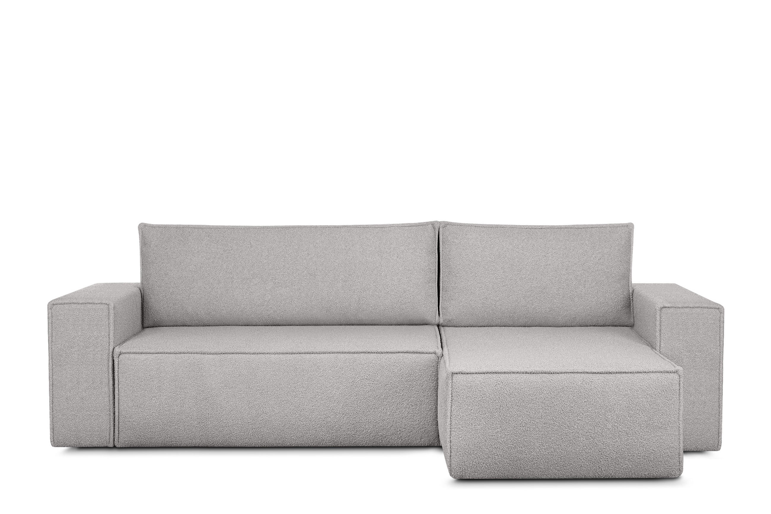 ECKSCHLAFSOFA-LINKS/RECHTS NAPI II in Pet Friendly Stoff, aschfahl - Hellgrau/Grau, Textil (262/148cm) - KONSIMO®