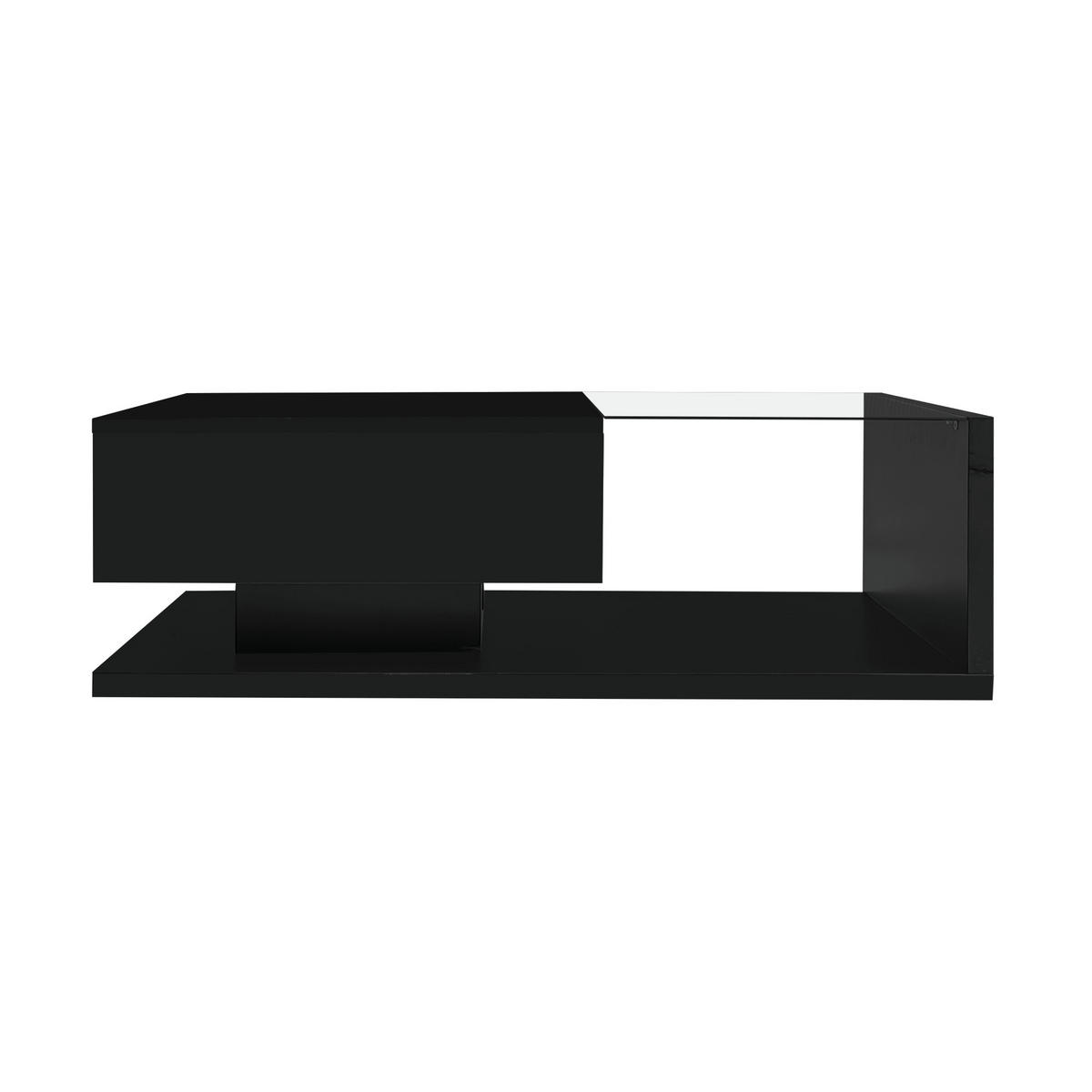 COUCHTISCH Schwarz Hochglanz - 105x55cm - Mit LED-Effekt - Schwarz, Holz (118/64/18cm) - Raelunyi