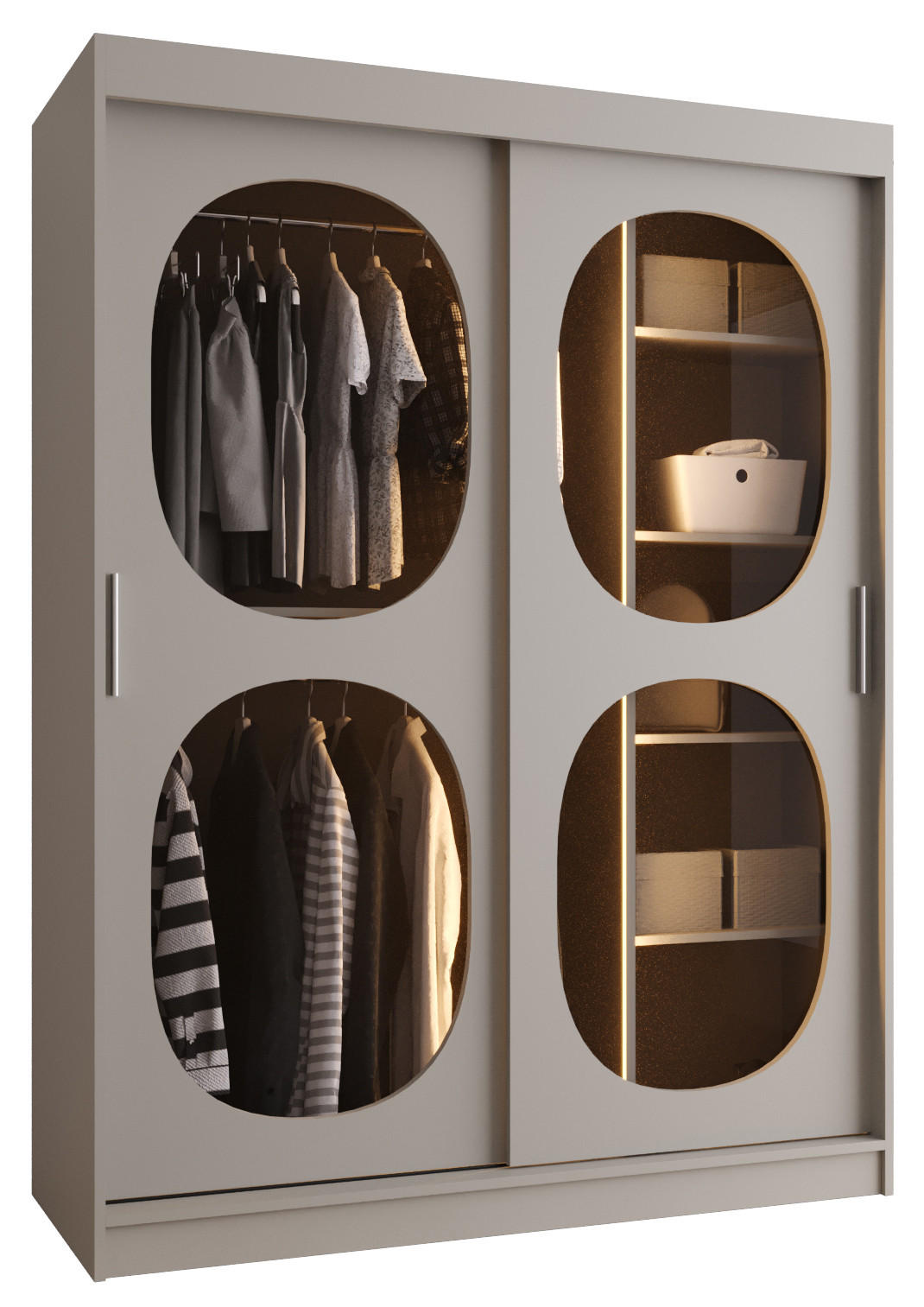 SCHWEBETÜRENSCHRANK 200/150/62 2-türig - Kaschmir, Holz (150/200/62cm) - Abiks Möbel