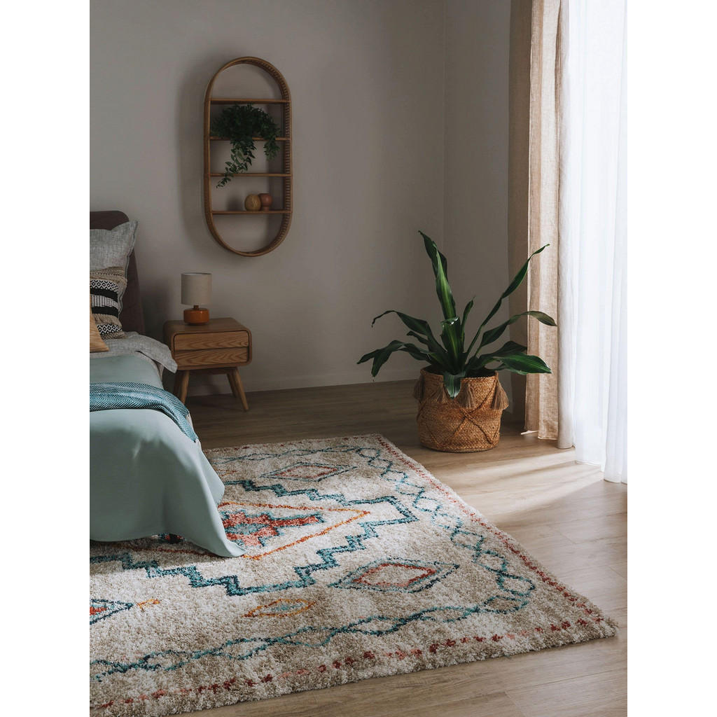 Thumbnail - benuta Nest Hochflorteppich, Mehrfarbig, Textil, Rauten, Rechteckig, 160x230 cm, Oeko-Tex® Standard 100, wasserabweisend...