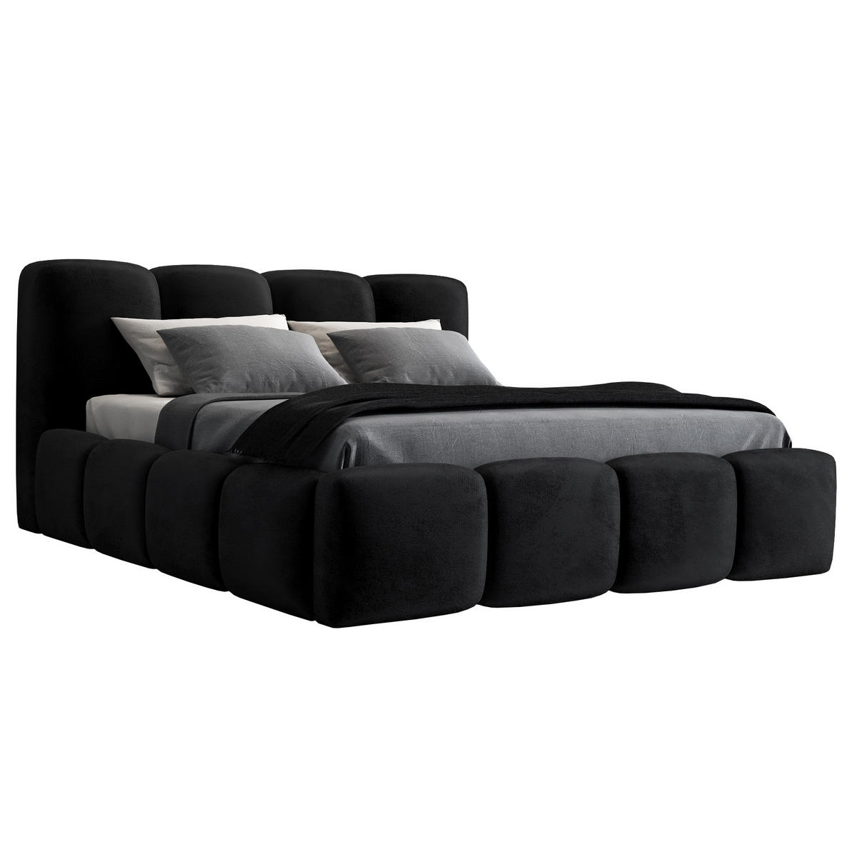 POLSTERBETT DONA-OM 120 x 200 in Schwarz - Schwarz, Textil (120/200cm) - A&J MöbelLand