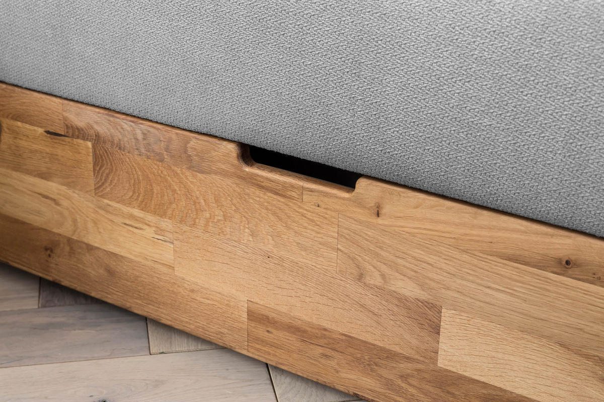 BOXSPRINGBETT MARBO 180x200 Anthrazit H2 und H3 mit Bettkasten 7-Zonen Taschenfederkern Matratze inkl. Visco Topper und Eiche - Anthrazit, Textil (180/200cm) - Belanoti