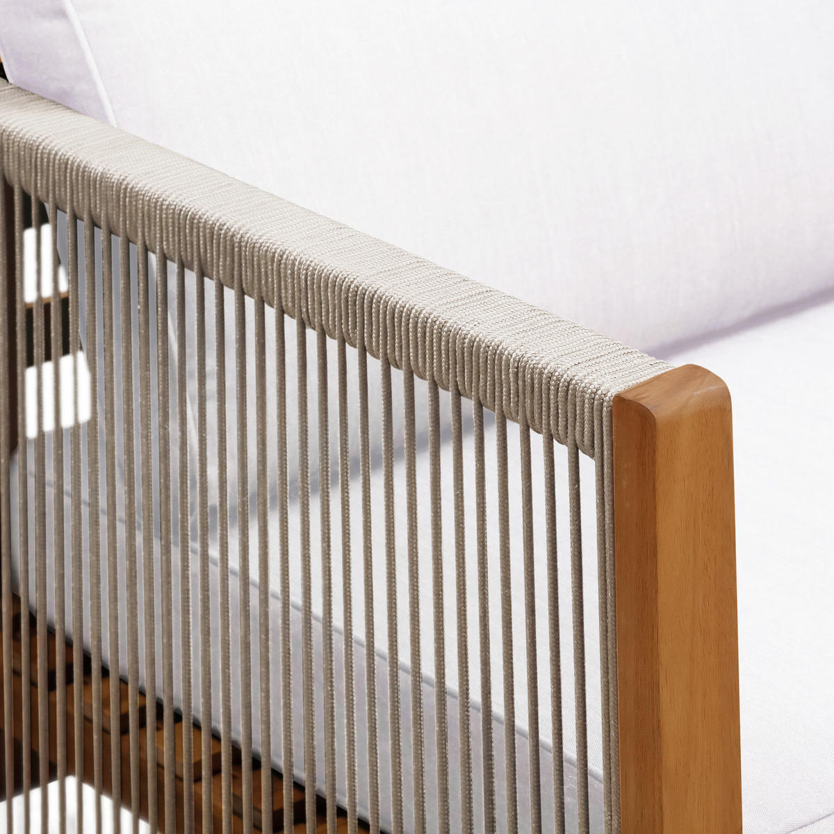 LOUNGESESSEL - 2er-Set - Akazie massiv / Polyester - Braun / Beige - Beige/Braun, Holz/Textil (64/76/66cm) - home24