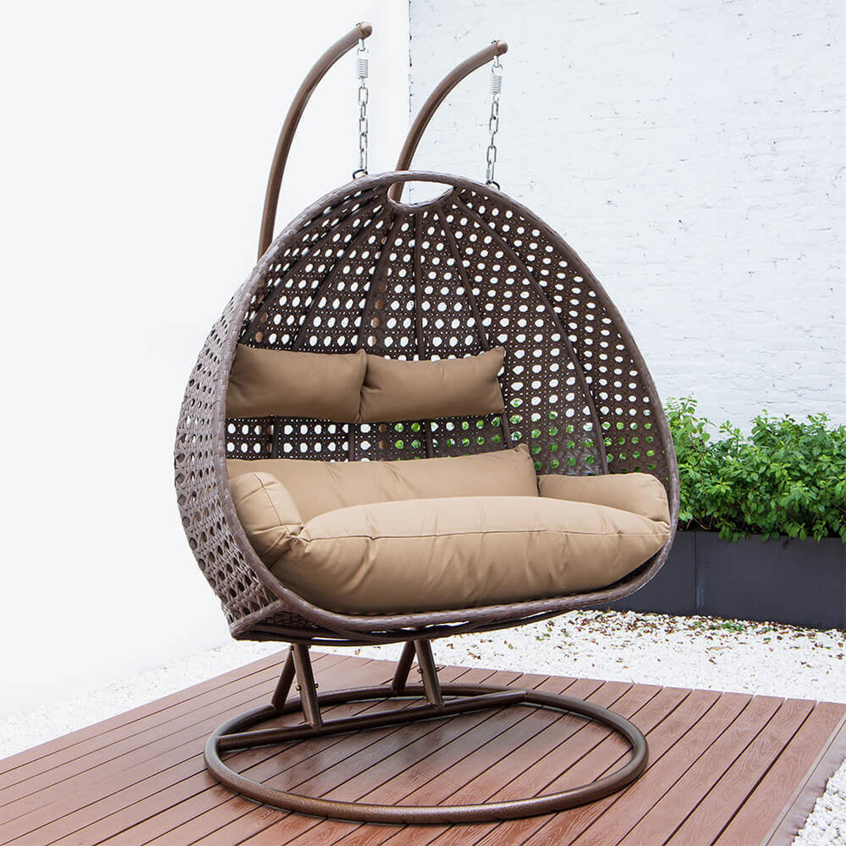 POLYRATTAN Hängesessel TWIN - Braun für 2 Personen - Braun, Kunststoff (145/126/74cm) - Home Deluxe