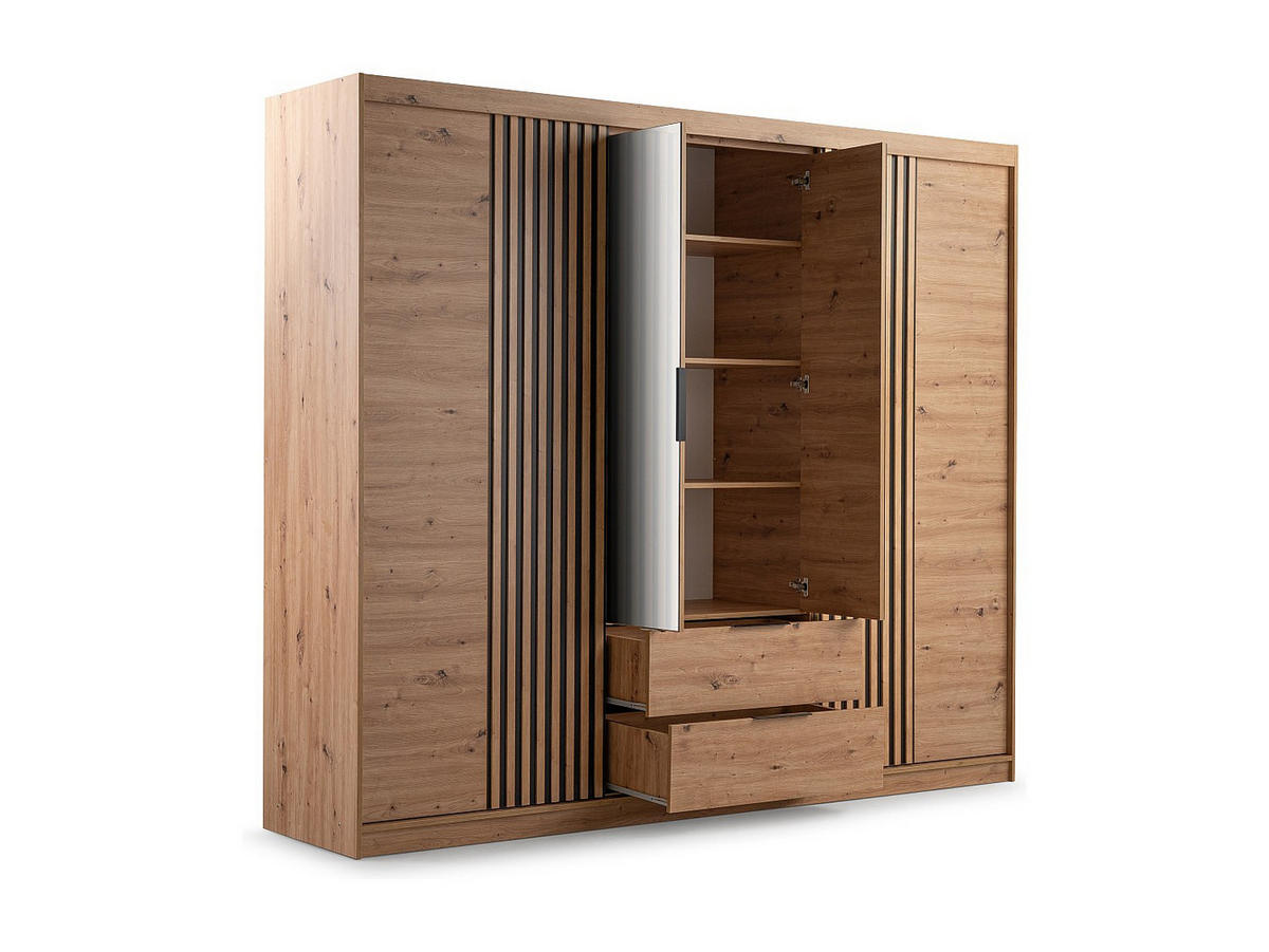 KLEIDERSCHRANK - 250 cm x 60 cm - Holz, Platte - Naturfarben Hell SIDOVIA - Naturfarben, Holz (250/213/60cm) - Vente-Unique