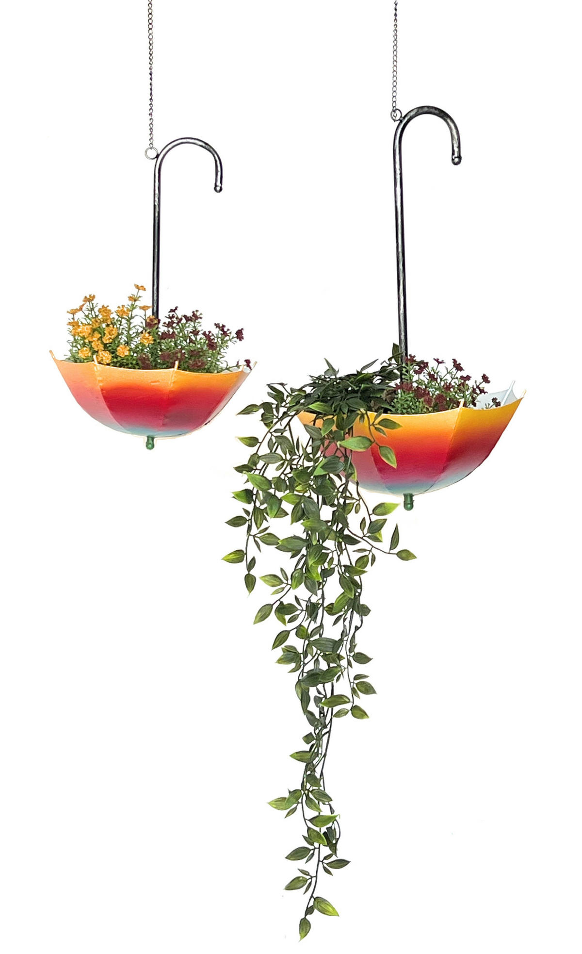 BLUMENAMPEL 2er Set Regenschirm Metall - Multicolor, Metall (28/72/28cm) - DanDiBo