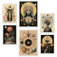 POSTER Set Mit 6 Mystischen Esoterischen A3 & A4 Weißer Rahmen - Weiß, Papier (29/3cm) - Nacnic