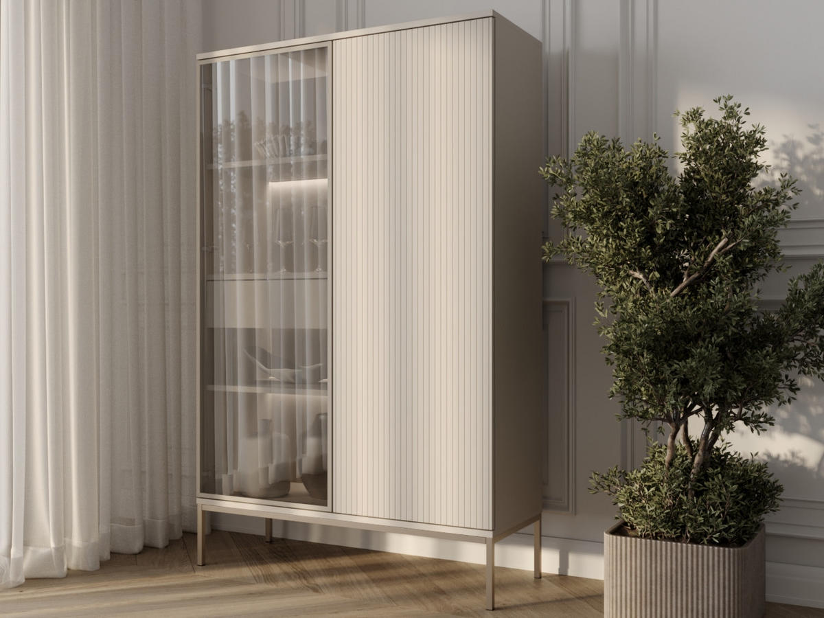 VITRINE Kaschmir 104/166/39 cm Deo - Kaschmir/Champagner, Naturmaterialien/Glas (104/166/39cm) - Graingold