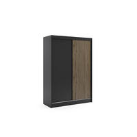KLEIDERSCHRANK VILAN mit Lamel/LED - 150 cm - Schwarz|Eiche Wotan - Eiche Wotan/Schwarz, Holzwerkstoff (150/215/61cm) - ALTDECOR