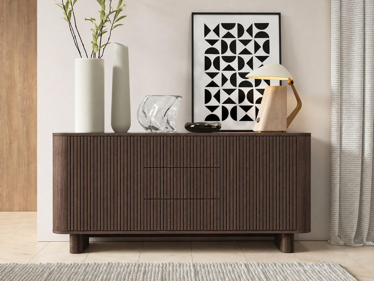 KOMMODE Nussbaum AKARI - Nussbaumfarben, Holzwerkstoff (150/70/40cm) - Compleo24