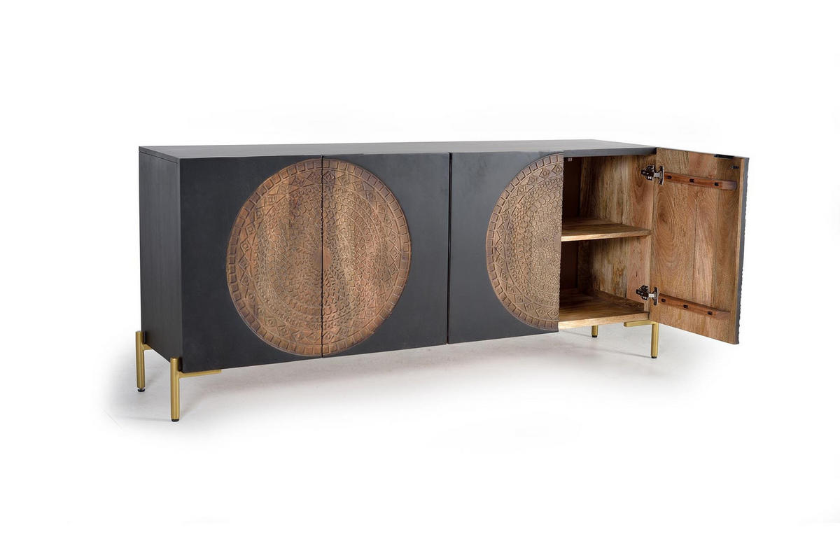 SIDEBOARD aus Mangoholz und Metall - Dunkelbraun, Holz (45/77/173cm) - Giner y Colomer
