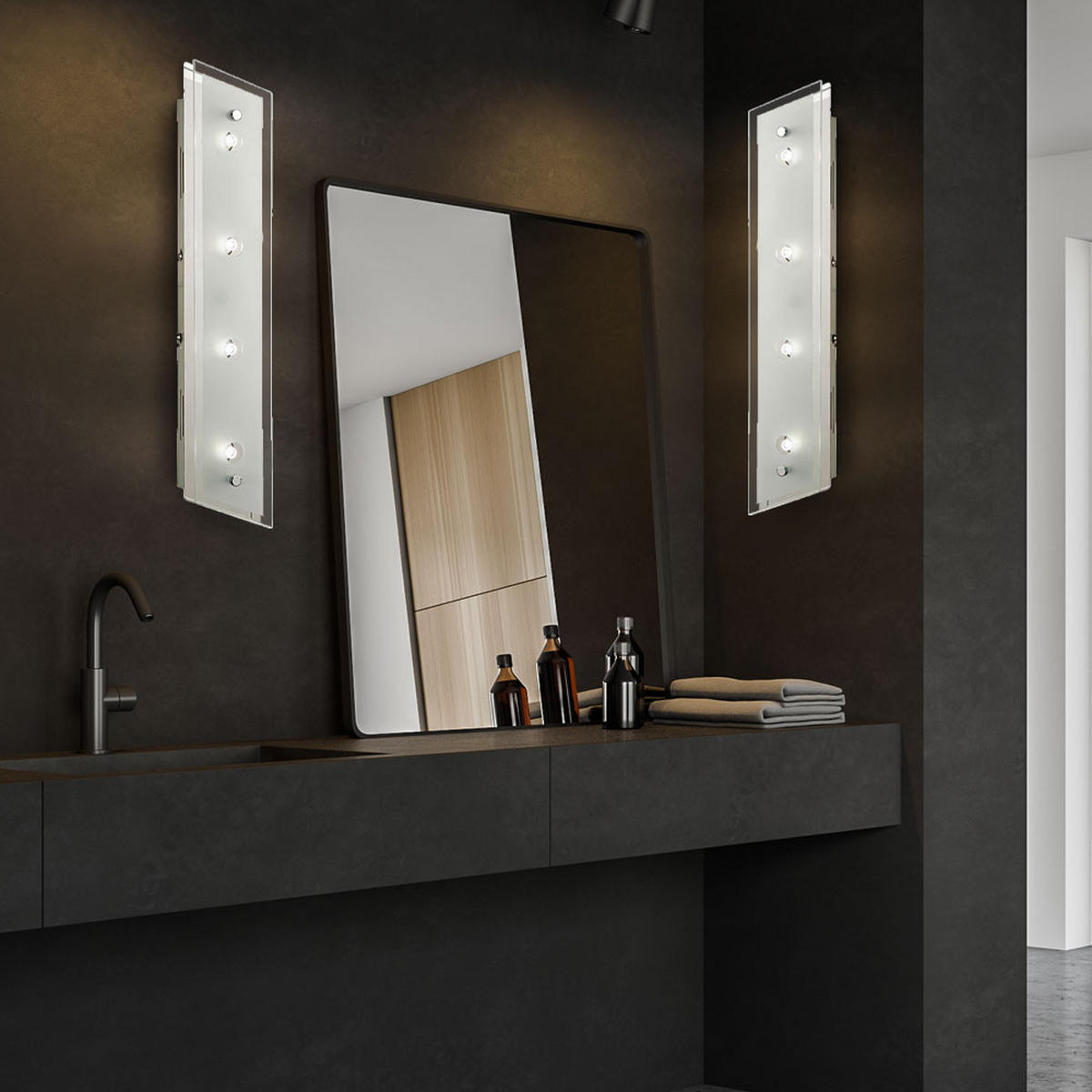 LED WANDLEUCHTE Stahl Glas Satiniert Weiß - Weiß, Glas (48/8/45cm) - Esto