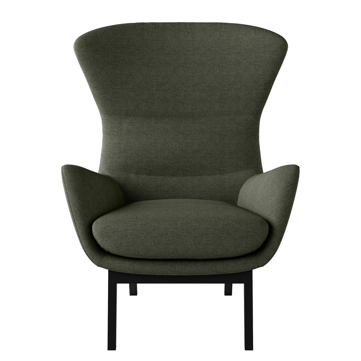 SESSEL mit Holzfüßen - Schwarz/Grau, Birkenholz/Textil (84/99/96cm) - home24