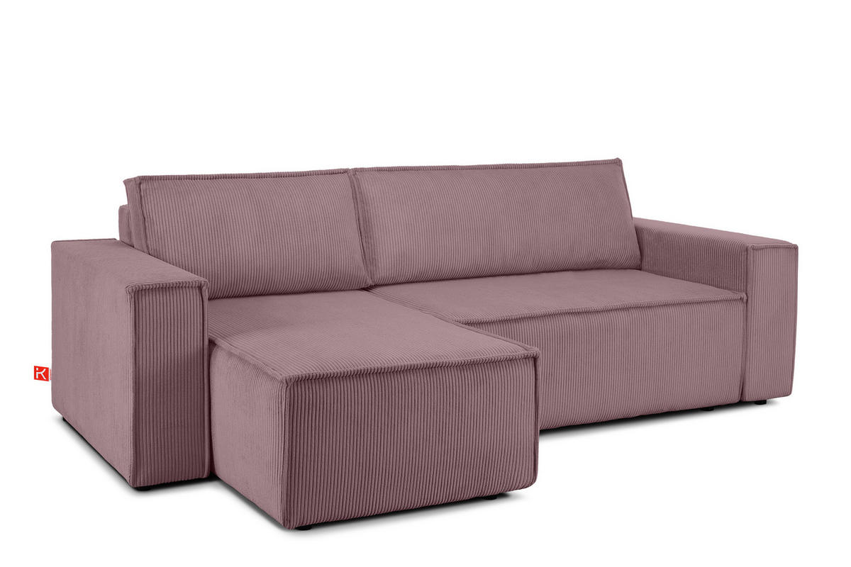ECKSOFA-LINKS/RECHTS NAPI Schlaffunktion mit Cordbezug, lila - Violett/Schwarz, Textil (262/148cm) - KONSIMO®