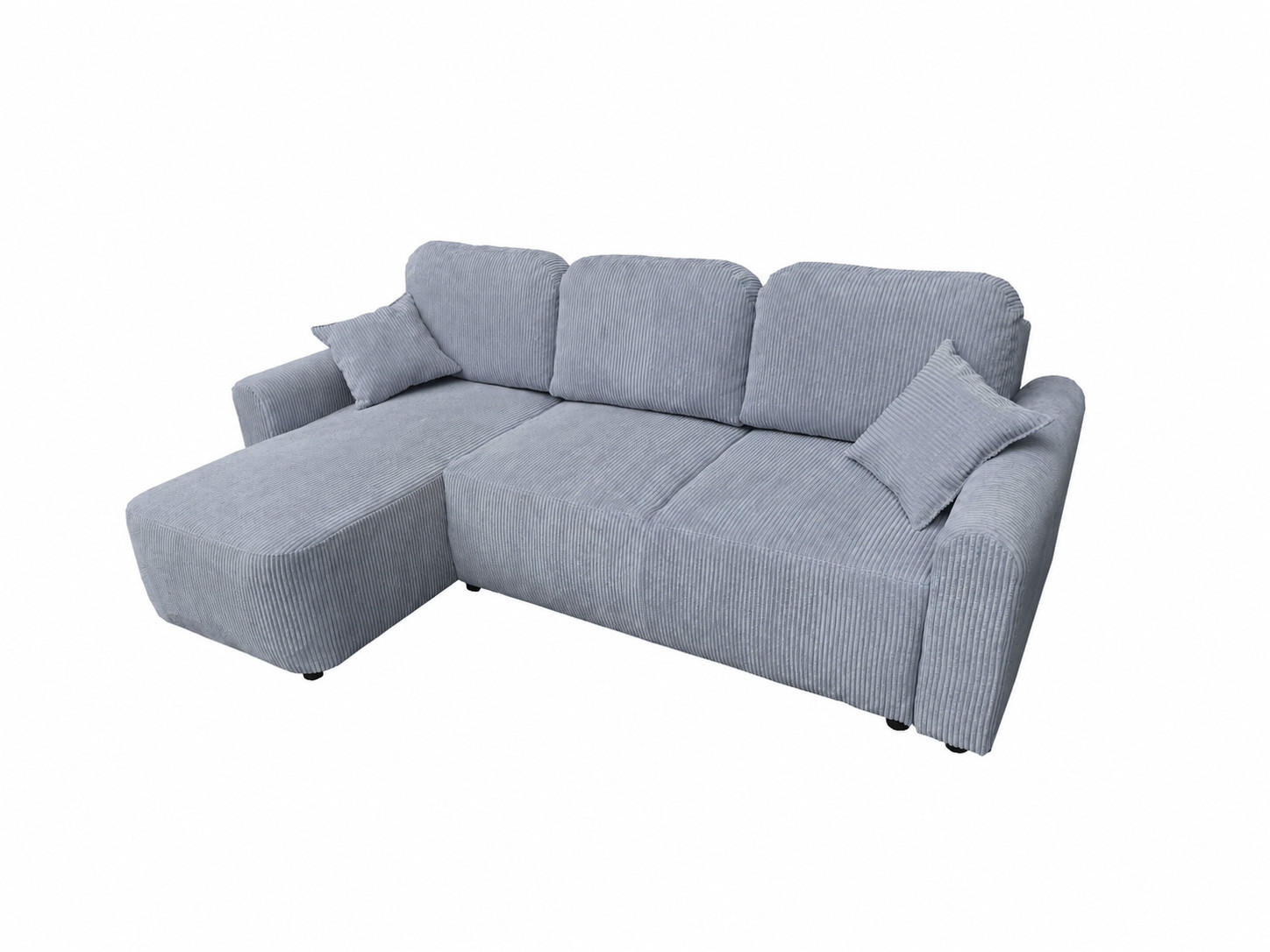 ECKSOFA HENRY in Stahlgrau mit Schlaffunktion und Bettkasten - Hellgrau, Textil (232/150cm) - KS Home Concept