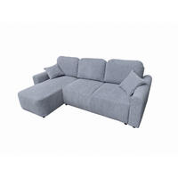 ECKSOFA HENRY in Stahlgrau mit Schlaffunktion und Bettkasten - Hellgrau, Textil (232/150cm) - KS Home Concept