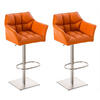 BARHOCKER 2er Set Lederlook Orange - Edelstahlfarben/Orange, Textil/Metall (64/88/45cm) - CLP