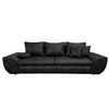 BIG-SOFA mit Schlaffunktion 275/98/90 cm Wellenfedern, Bettkasten, Liegefläche 148x194 cm, Mikrofaser Leder-Optik Vintage Schwarz / 18010 - Schwarz, Kunststoff/Textil (275/90/98cm) - luma-home