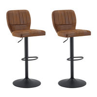 BARSTOL 2-PACK i Vintage-Konstläder i Brunt, höj- och sänkbar samt 360° snurrbar - Brun, Läder (52/62/45cm) - Urban Meuble