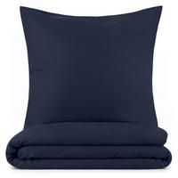 BETTWÄSCHE 3-teilig, 200/220 cm & 2x 40/80 cm, Dunkelblau - Dunkelblau, Textil (200/220cm) - Blumtal