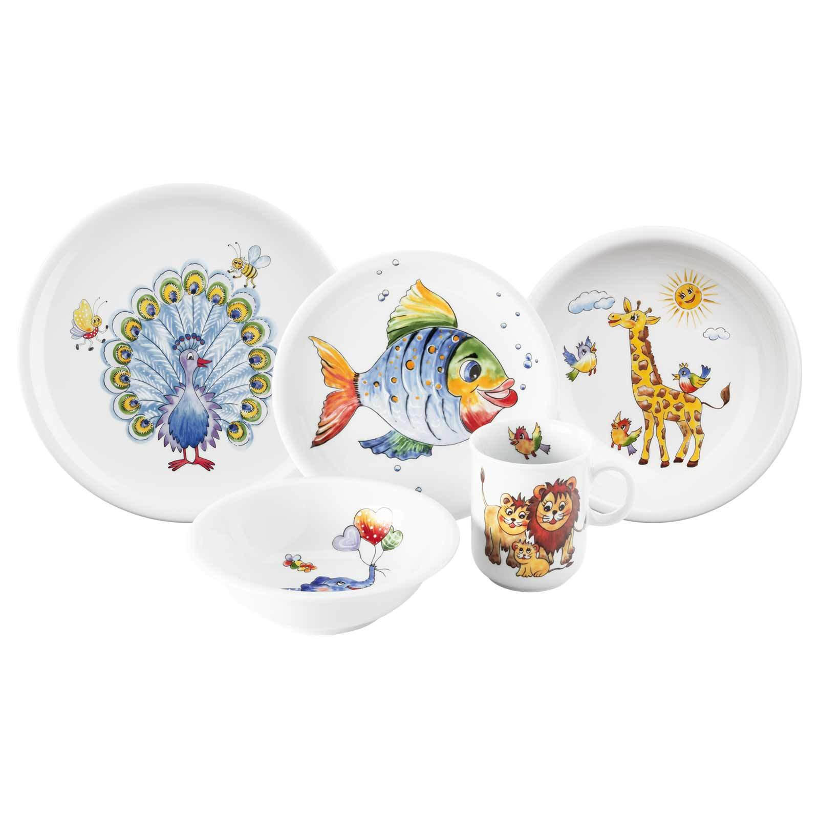 KINDERGESCHIRR SET Compact Bunte Tierwelt bunt 5er Set - Multicolor, Keramik (1/1/1cm) - Seltmann Weiden