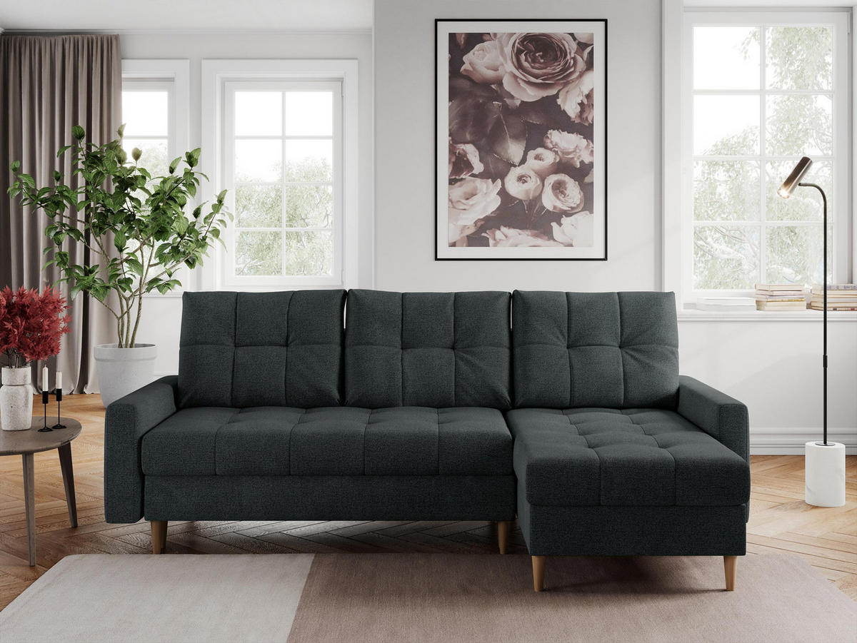 ECKSOFA Colin Struktur Dunkelgrau - Dunkelgrau/Braun, Holz/Textil (220/140cm) - MKS