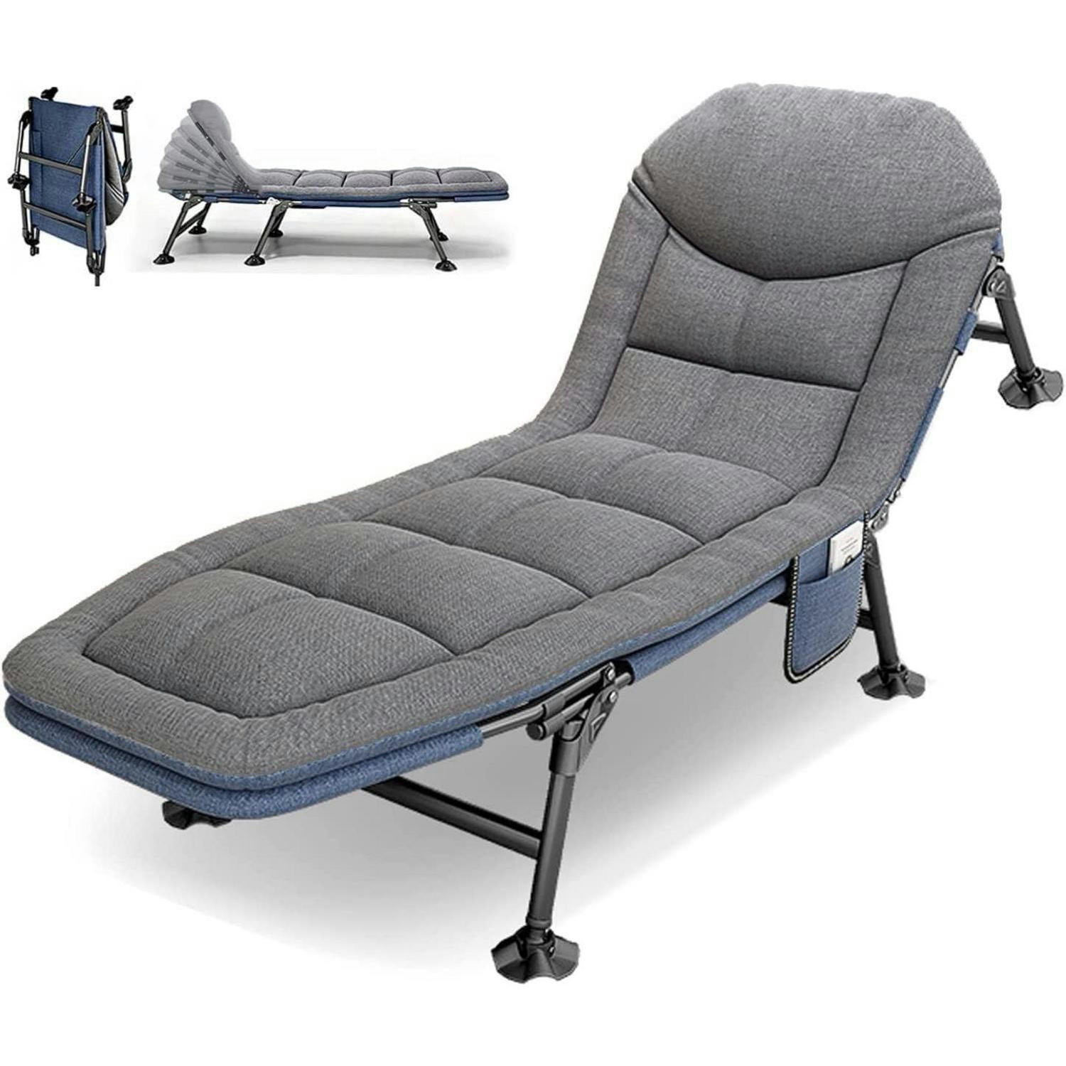 GARTENLIEGE klappbar mit Auflage 190 x 67 cm - Grau, Textil (190/38/67cm)