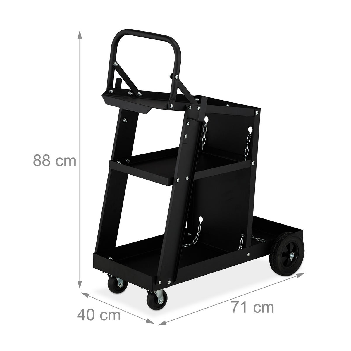 ZVÁRACÍ vozík - čierna, kov/plast (40/88/71cm) - Relaxdays