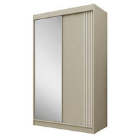 SCHWEBETÜRENSCHRANK Neli 120 cm mit Lamellen und Spiegel 2-türig, kaschmir, kaschmir, Lamelle weiß - Kaschmir/Weiß, Kunststoff (120/216/61cm) - Margaret Hadas24