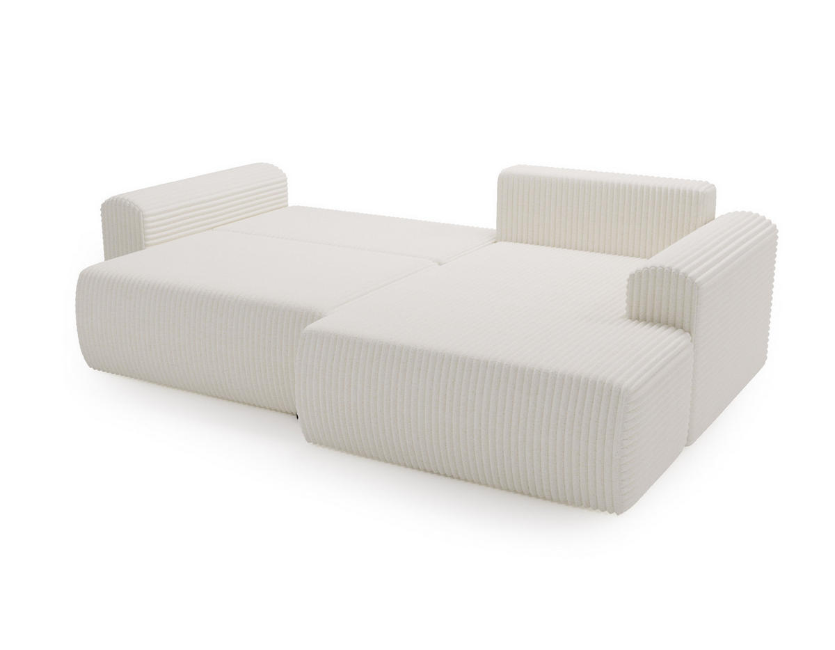 ECKSOFA Linea Weiß, Sofa mit Schlaffunktion, rechte seite - Weiß, Holzwerkstoff/Textil (257/177cm) - Bettso
