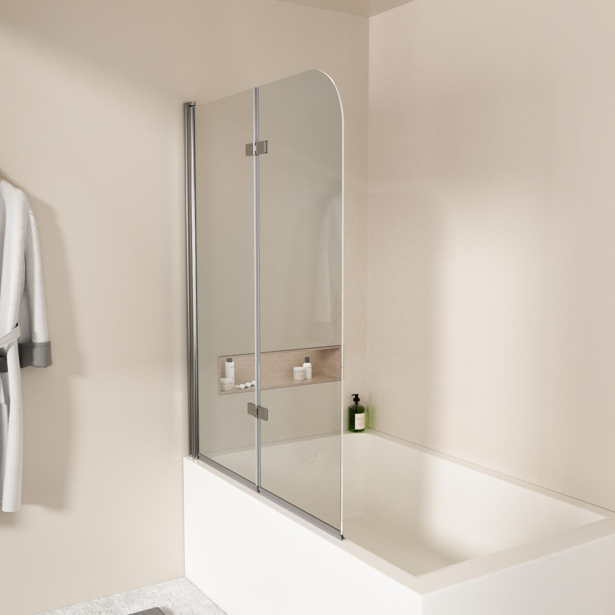BADEWANNENAUFSATZ 2-teilig faltbar 110/140 cm - Transparent, Glas (110/140cm) - EMKE