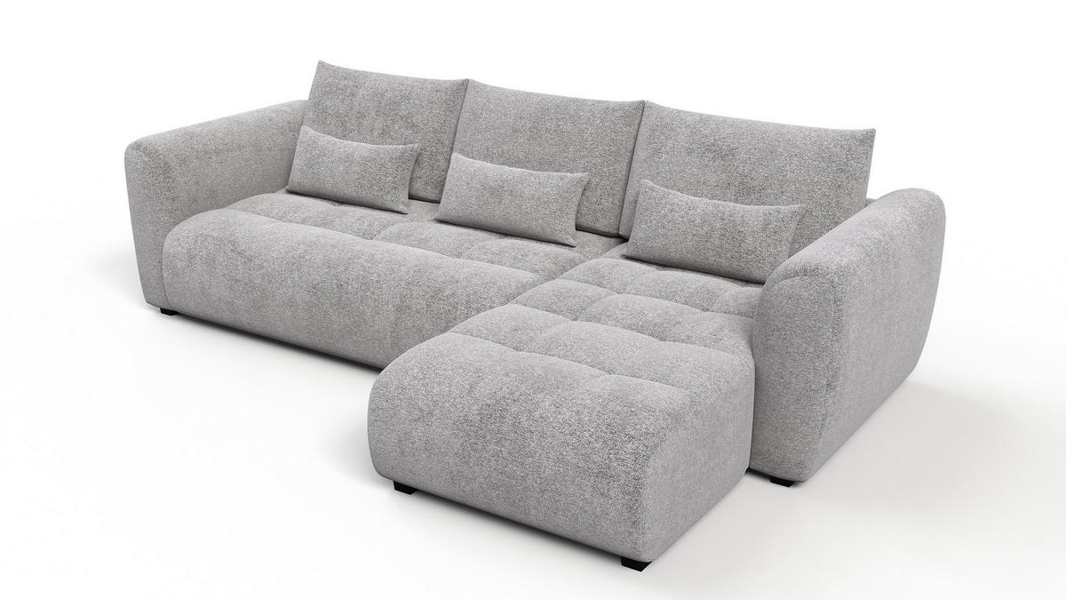 ECKSOFA SORENO 4-Sitzer, platingrau - Schwarz/Grau, Holz/Textil (293/171cm) - Courtois Laville