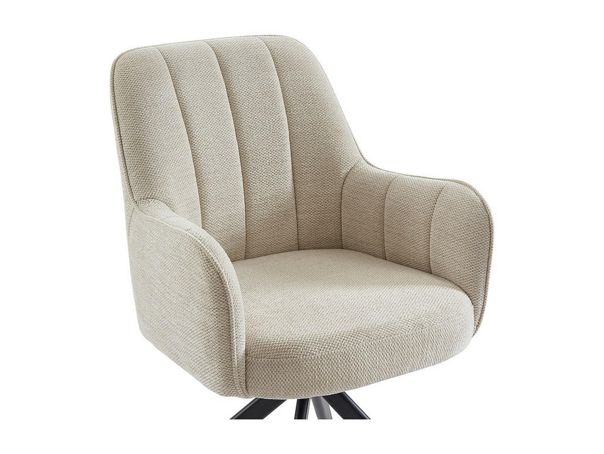 DREHSTUHL mit Armlehnen 6er-Set - Stoff & schwarzes Metall - Cremefarben - LEJINA - Creme, Textil (58.5/86/64.5cm) - Pascal Morabito