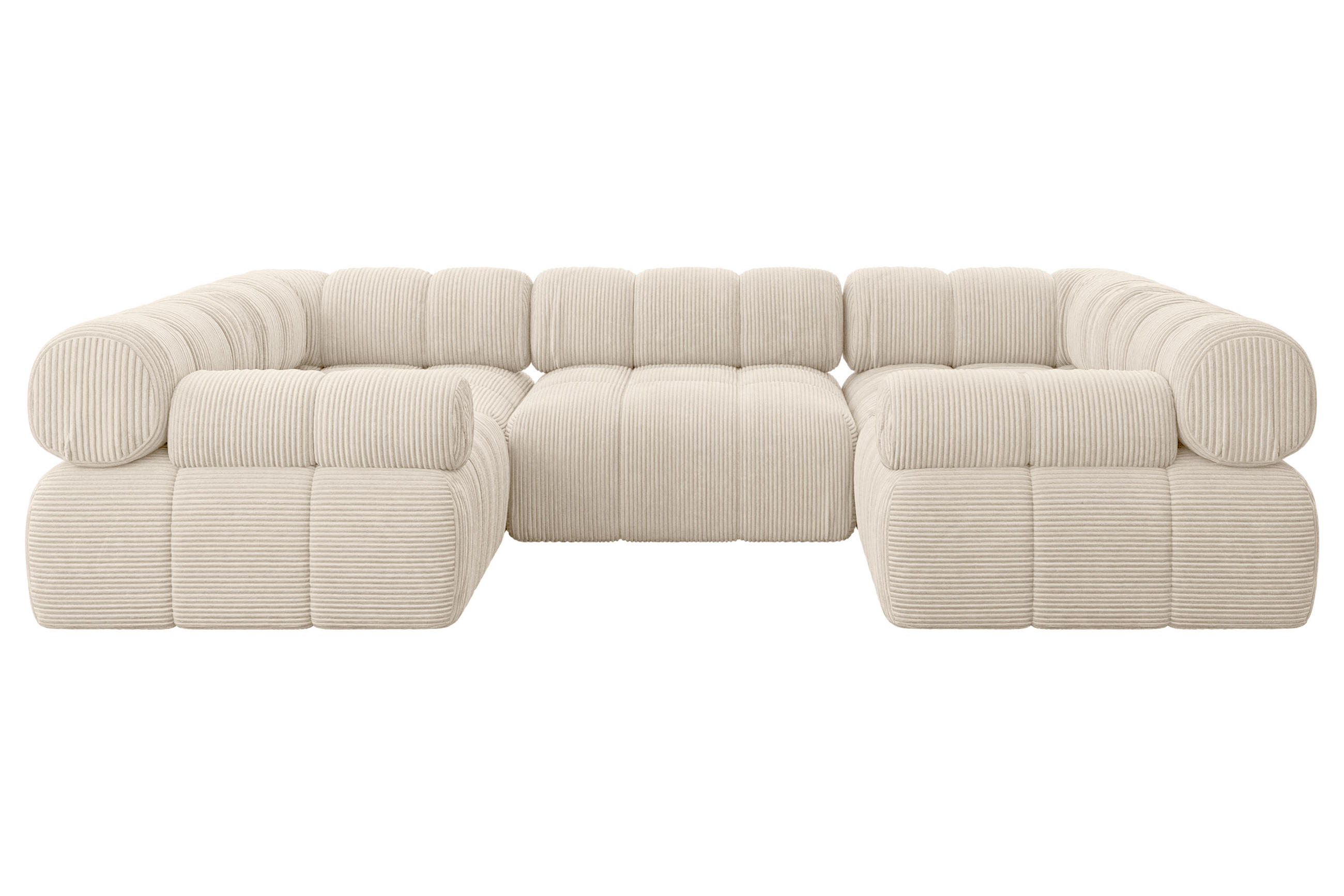 WOHNLANDSCHAFT modulares Sofa Birno-U1 - 285x190x70 cm Beige Cord - Beige, Holzwerkstoff/Textil (285/70/190cm) - ALTDECOR