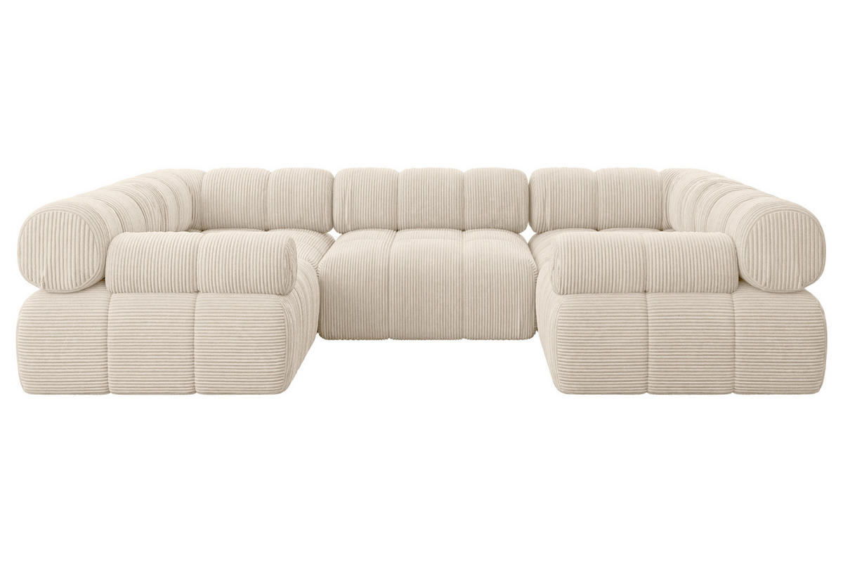 WOHNLANDSCHAFT modulares Sofa Birno-U1 - 285x190x70 cm Beige Cord - Beige, Holzwerkstoff/Textil (285/70/190cm) - ALTDECOR