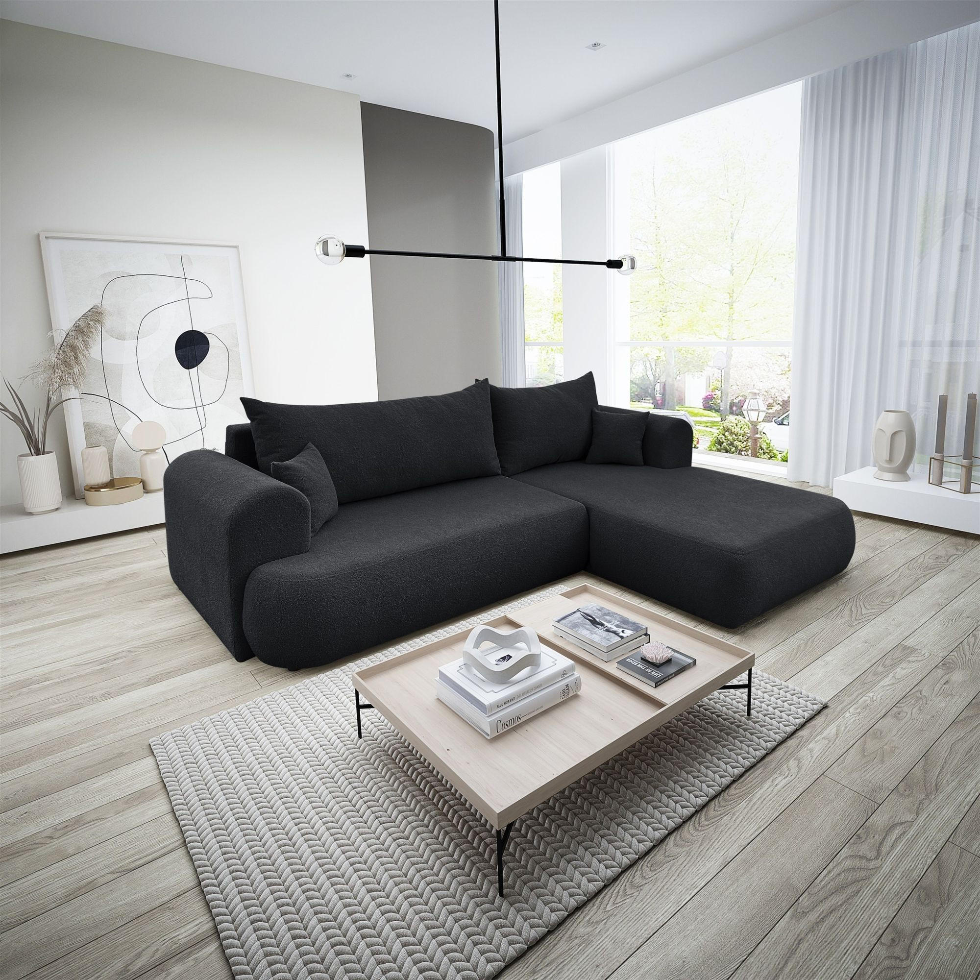 ECKSOFA Anike In Now Or Never - Schwarz, Holzwerkstoff/Textil (260/173cm) - Fun Möbel