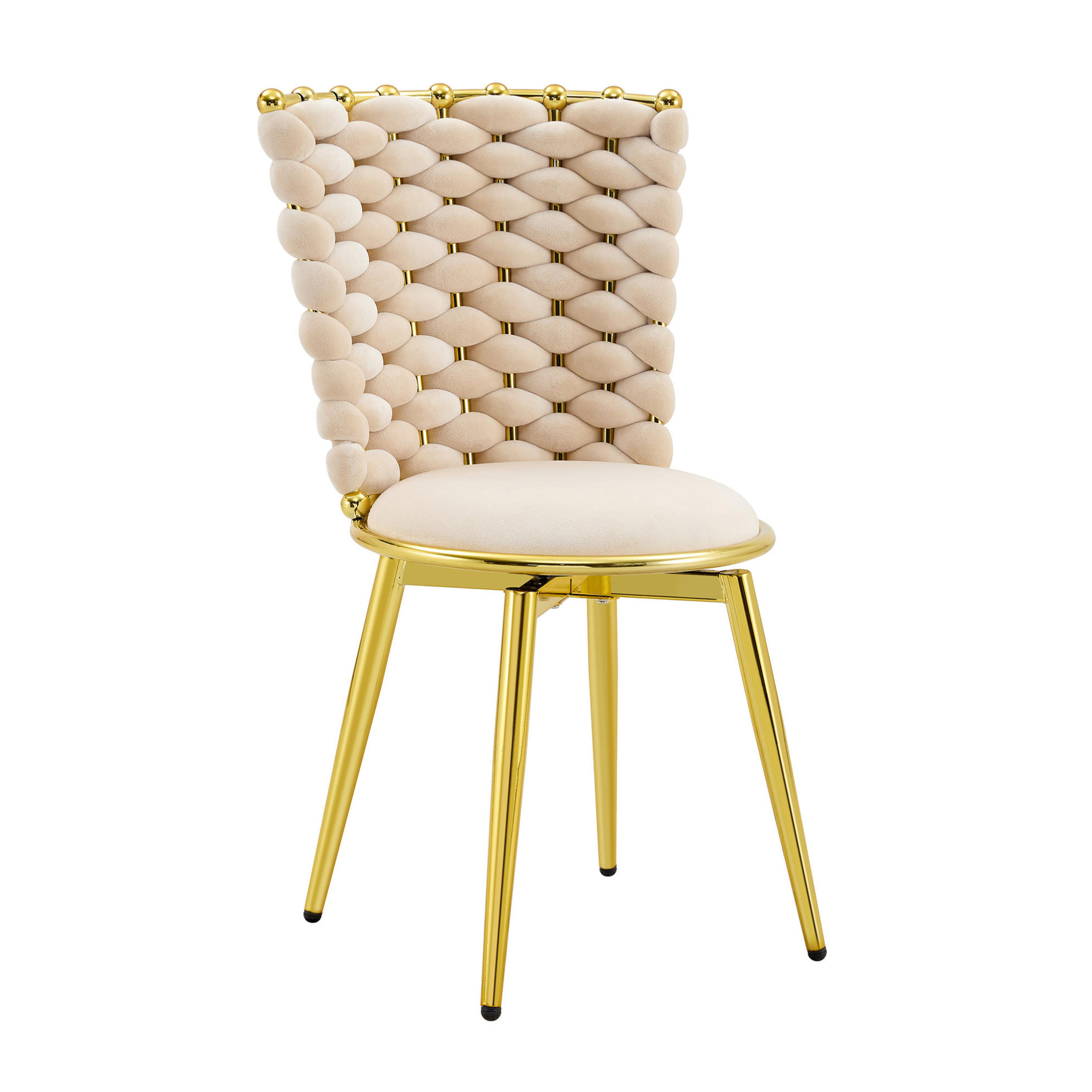 ESSZIMMERSTUHL 2er-Set Samt Beige mit goldfarbenen Metallbeinen - Beige, Metall (50.8/87.63/53.3cm) - Meubliv