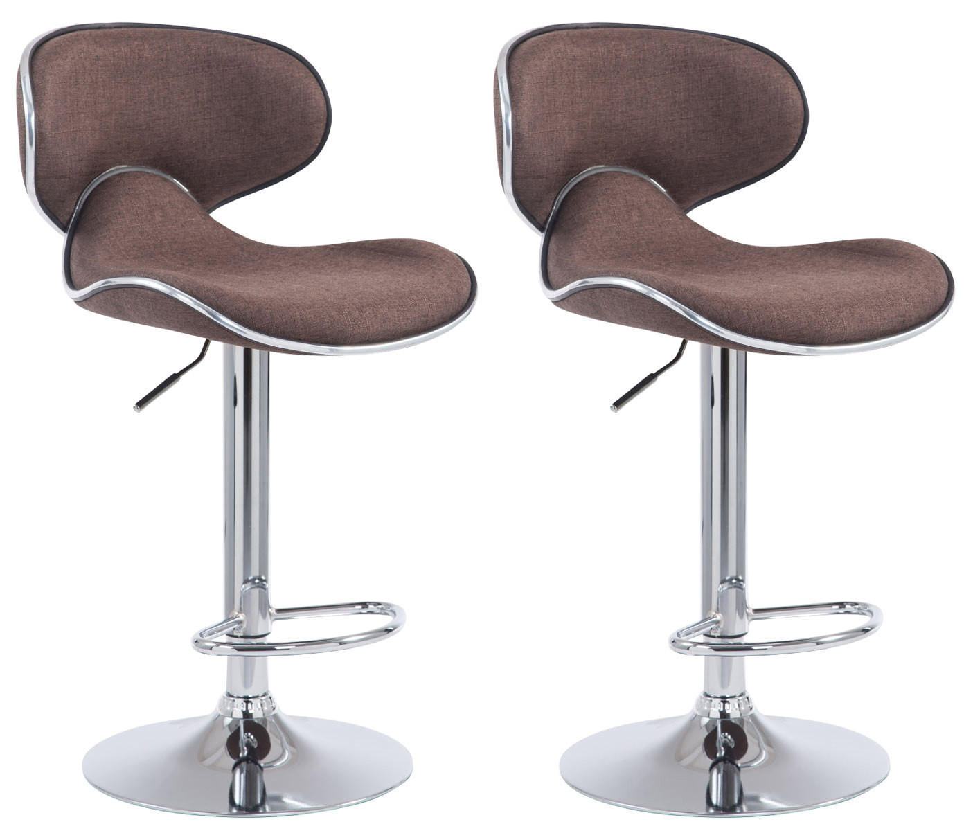 BARHOCKER 2er Set Stoff braun - Chromfarben/Braun, Textil/Metall (46/88/49cm) - CLP